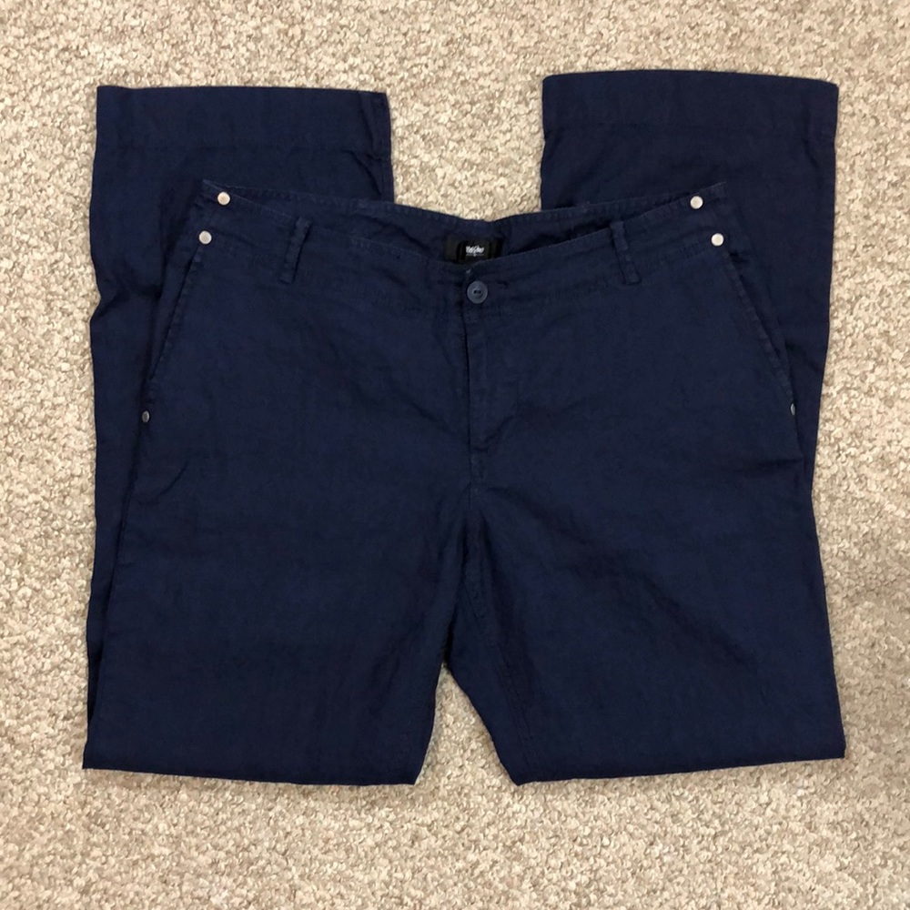 Mossimo Flare Leg Linen Pant Navy Blue